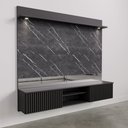 Ver mais imagens de Painel para TV até 65 Polegadas Ripado com Marmorizado 3D e LED Azaléia CabeCasa MadeiraOriginals
