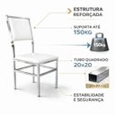 Ver imagem 5 de Cadeira Flora de Cozinha e Sala de Jantar Reforço Cromada Assento e Encosto Branco