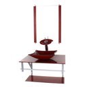 Ver imagem 1 de GABINETE DE VIDRO PARA BANHEIRO 60CM AC CUBA QUADRADA VERMELHO CEREJA FULL COM TORNEIRA CASCATA