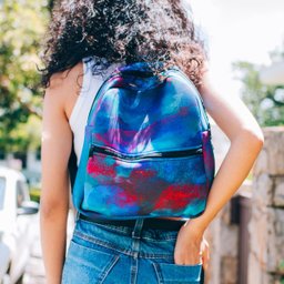 Mochila Feminina Bolsa Média Moda Fashion 35x30 Tie Dye Azul - 2