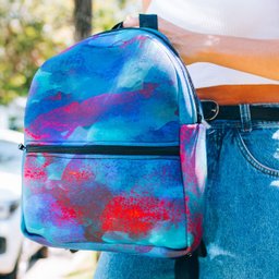 Mochila Feminina Bolsa Média Moda Fashion 35x30 Tie Dye Azul - 4