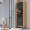 Ver imagem 2 de Paneleiro Torre Quente com 2 Portas 2 Gavetas e Espaço Micro-ondas 100% MDF Vicenza Espresso Móveis