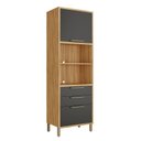 Ver imagem 3 de Paneleiro Torre Quente com 2 Portas 2 Gavetas e Espaço Micro-Ondas 100% MDF Vicenza Espresso Móveis