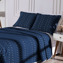 Ver imagem 2 de Kit 3 Pçs Cobre Leito Casal Queen Heitor Hipercal 400 Fios Bordado: Azul Marinho
