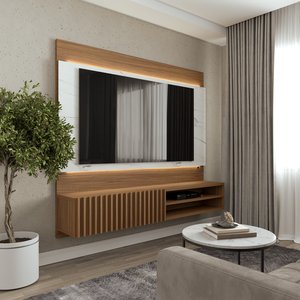 Painel para Tv até 65 Polegadas Ripado Fita de Led Azaléia Plus Cabecasa Madeiramadeira