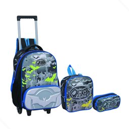Kit Mochila Escolar Menino Infantil Estojo Lancheira Térmica:azul - 1