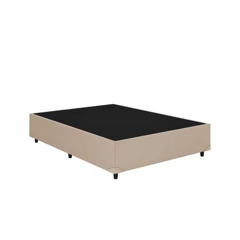 Box Base Blindado Corino -casal Padrão 138x188x38 - Novo:bege