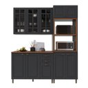 Ver imagem 2 de Cozinha Modulada 3 Peças 1 Torre Quente 1 Balcão com Tampo 1 Aéreo 100% MDF com Vidro Bari