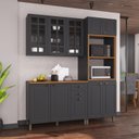 Ver imagem 1 de Cozinha Modulada 3 Peças 1 Torre Quente 1 Balcão com Tampo 1 Aéreo 100% MDF com Vidro Bari