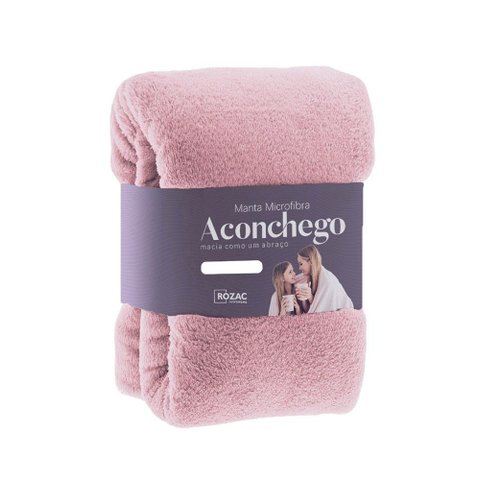 Cobertor Manta Microfibra - Casal - Liso - Rosa - 1,80m x 2,20m - Rozac Aconchego