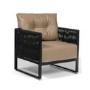 Ver imagem 2 de Poltrona Corda Náutica - Living, Varanda, Estar - Poltrona Araxá – Preto Corino Caramelo – Kit 2
