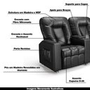 Ver imagem 3 de Poltrona do Papai Reclinável 2 Lugares Sala de Cinema Arsenal Manual Pu Preto G23 - Encantum