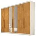 Ver imagem 2 de Guarda-Roupa Casal Oslo 6 Portas 6 Gavetas 100% Mdf com Espelho Off White/Peroba - Mademarques