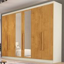 Ver imagem 1 de Guarda-Roupa Casal Oslo 6 Portas 6 Gavetas 100% Mdf com Espelho Off White/Peroba - Mademarques