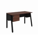 Ver imagem 2 de Mesa Escrivaninha 150cm x 60cm com Gaveteiro Suspenso e Tampo Chanfrado F5 Office Cor:Louro Preto
