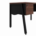 Ver imagem 4 de Mesa Escrivaninha 150cm x 60cm com Gaveteiro Suspenso e Tampo Chanfrado F5 Office Cor:Louro Preto