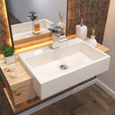 Ver imagem 2 de Cuba Pia Semi Encaixe para Banheiro Retangular 54cm XRT C08 Bege - Mpozenato