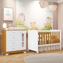 Ver imagem 2 de Jogo de Quarto Infantil New Katatau Cômoda e Berço Mini Cama Branco Fosco/savana - Reller Móveis