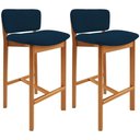 Ver imagem 1 de Kit 02 Banquetas Alta para Cozinha Sala de Jantar Bar Dara L02 Suede Azul Marinho - Lyam Decor