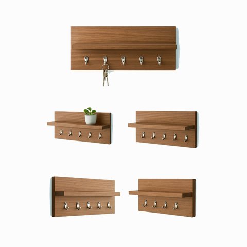 Porta Chaves 5 Ganchos Mdf Madeirado Carmel Decoração Marrom