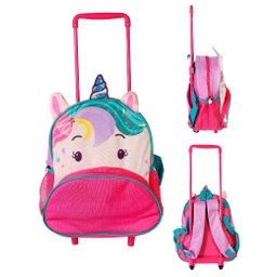 Mochila Escolar Infantil Rodinhas Unicórnio Roxo Diversão - 9