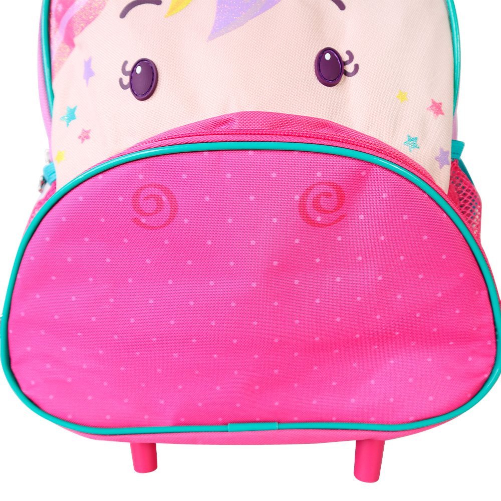 Mochila Escolar Infantil Rodinhas Unicórnio Roxo Diversão - 7