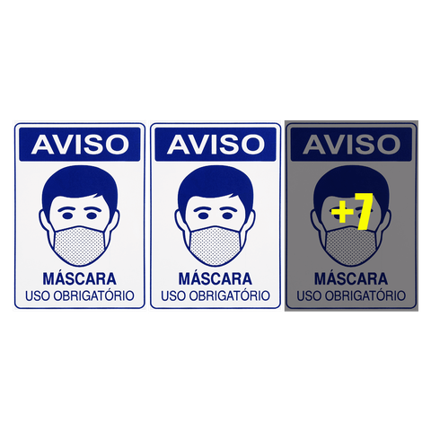 Combo 10 Placas de Sinalização Aviso Máscara Uso Obrigatório 20x30 Acesso - P-37/4 F9e