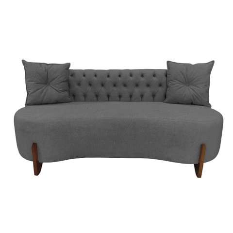 Sofá 2 Lugares Orgânico Curvo Tókio 150cm Couro Cinza