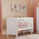 Ver imagem 3 de Conjunto Infantil Aurora Branco/branco: Berço Aurora + Rodízios + Guarda-roupa com Cômoda Aurora