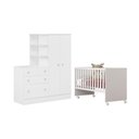 Ver imagem 2 de Conjunto Infantil Aurora Branco/branco: Berço Aurora + Rodízios + Guarda-roupa com Cômoda Aurora