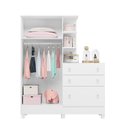 Ver mais imagens de Conjunto Infantil Aurora Branco/branco: Berço Aurora + Rodízios + Guarda-roupa com Cômoda Aurora