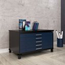 Ver imagem 1 de Mapoteca Mont 5 Gavetas 71,3cm x 120,4cm Aço Preto/Azul Delrei