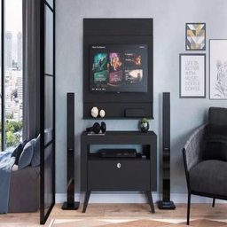 Home Com Bancada E Painel Para Tv Ate 36' Canada Art in Móveis Preto - 1