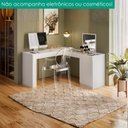 Ver imagem 6 de Penteadeira Escrivaninha Canto com Espelho 136x136 cm New Star Branco Fosco Mobler