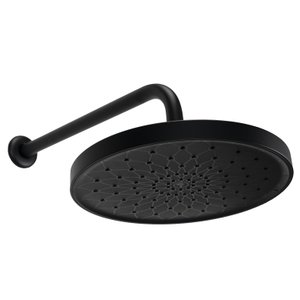 Ducha Chuveiro 25 Cm Redondo em Abs Preto Fosco com Cano de Parede