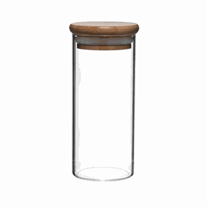Dupla de Porta Mantimentos Vidro Boro Tampa Bambu 170 Ml Mimo Style