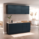 Ver imagem 1 de Cozinha Compacta Modulada 6 Portas 3 Gavetas 100% MDF 1 Tampo Sevilha Azul/Órion
