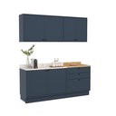 Ver imagem 3 de Cozinha Compacta Modulada 6 Portas 3 Gavetas 100% MDF 1 Tampo Sevilha Azul/Órion