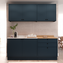 Ver imagem 2 de Cozinha Compacta Modulada 6 Portas 3 Gavetas 100% MDF 1 Tampo Sevilha Azul/Órion