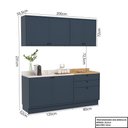 Ver imagem 4 de Cozinha Compacta Modulada 6 Portas 3 Gavetas 100% MDF 1 Tampo Sevilha Azul/Órion