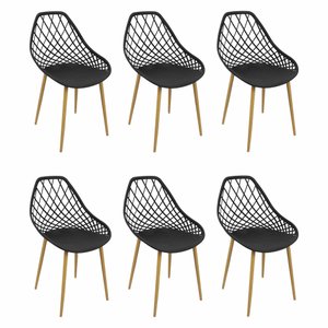 Kit 6 Cadeiras Cleo Cloe Clarice Web Jardim Assento Polipropileno - Preto