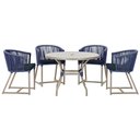 Ver imagem 1 de Mesa com 4 Cadeiras de Jantar Roma 100cm e Noronha em Aluminío Fendi Corda Nautica Estofado 12 Trama
