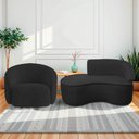 Ver imagem 1 de Kit Divã Recamier Orgânico Marrocos 150cm Lado Esquerdo e 1 Poltronas Amore Bouclé Preto