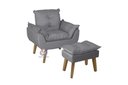 Ver imagem 3 de Kit 02 Poltrona/cadeira Decorativa e Puff Glamour Cinza com Pés Quadrado Cinza