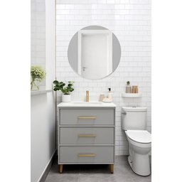 Espelho Redondo 60cm Para Banheiro Quarto Sala Decorativo Parede Vidro Lapidado - 2
