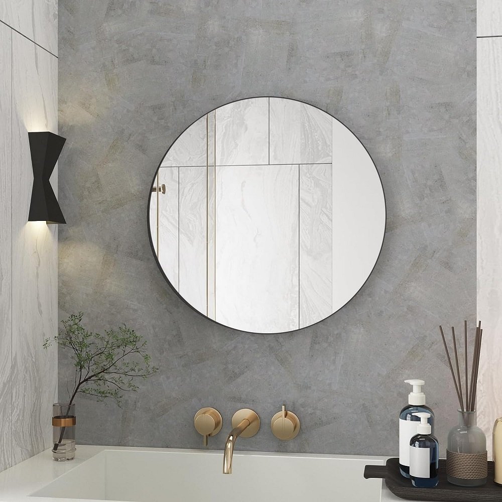 Espelho Redondo 60cm Para Banheiro Quarto Sala Decorativo Parede Vidro Lapidado