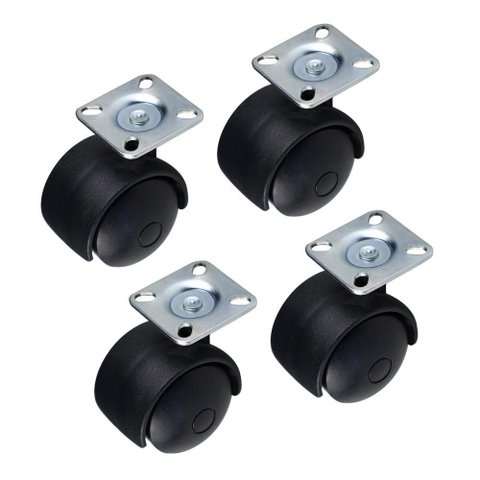 Kit 4 Rodinhas Rodízio Preto para Móveis 40mm com Parafusos
