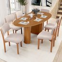 Ver imagem 2 de Mesa para Sala de Jantar Ourense com 06 Cadeiras Sala de Jantar Dara L02 Suede Bege - Lyam Decor