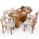 Ver imagem 1 de Mesa para Sala de Jantar Ourense com 06 Cadeiras Sala de Jantar Dara L02 Suede Bege - Lyam Decor
