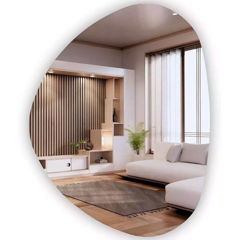 Espelho Orgânico 30x22cm de Parede Vidro Lapidado Banheiro Sala Quarto